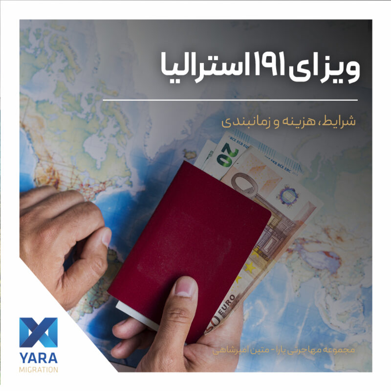 ویزای ۱۹۱ استرالیا: شرایط و هزینه‌ها با تصویر گذرنامه و پول نقد بر روی نقشه